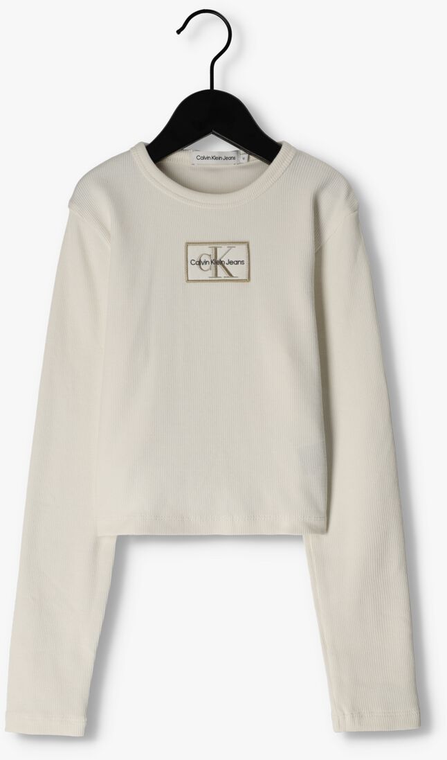 CALVIN KLEIN gebroken wit calvin klein  rib badge ls top