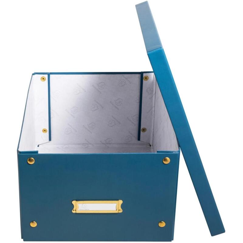 Boîte de rangement à plat carton 27x36x19cm Néo Déco - Bleu de France