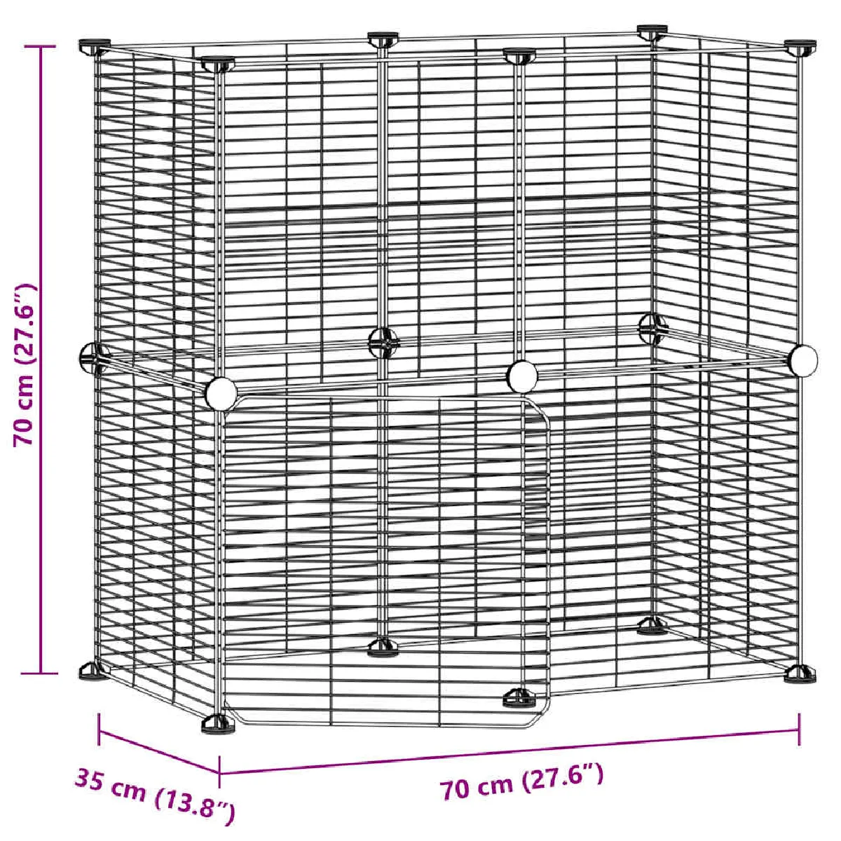 VidaXL Cage pour animaux - 12 panneaux - Noir