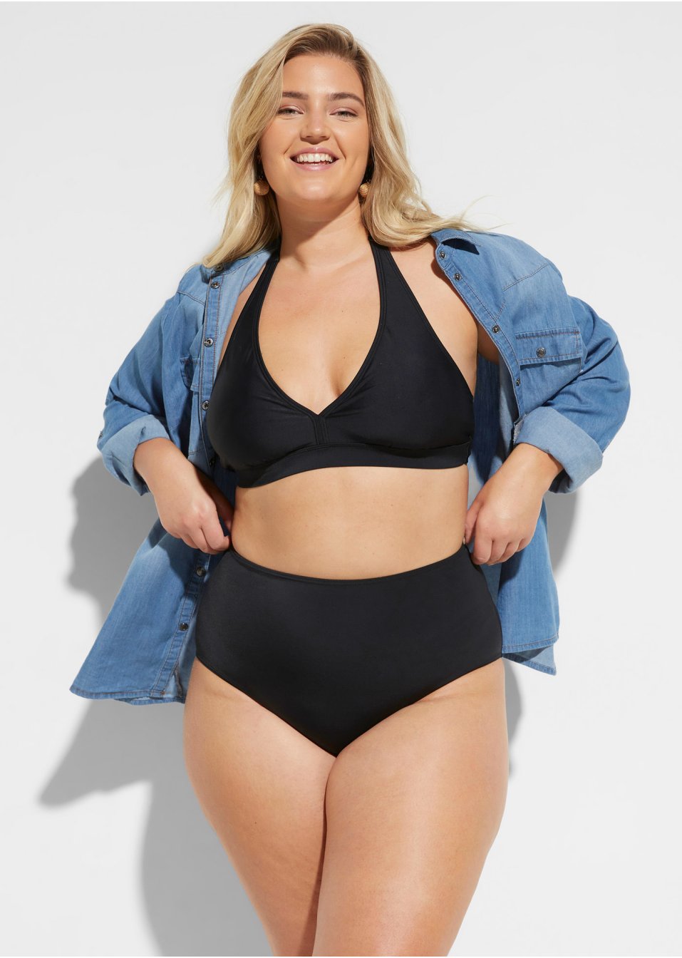 Bas de bikini taille haute réglable avec polyamide recyclé