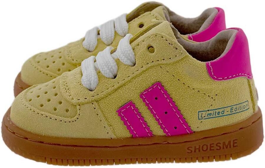 Shoesme Geel Sneakertje Sneakers Kinderen Meisjes Yellow Pink Suède