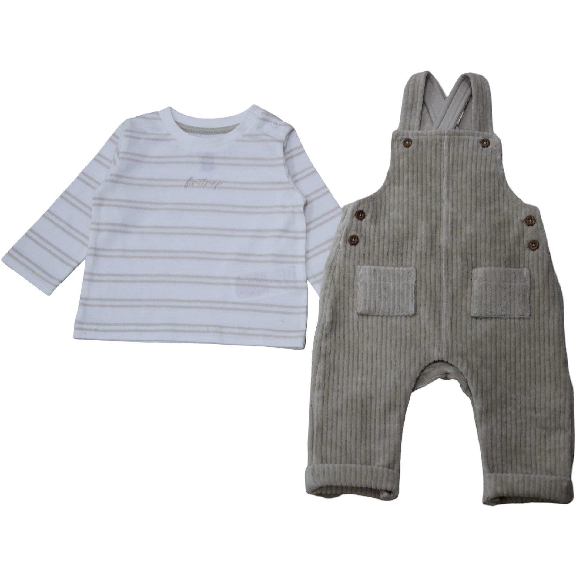 Firetrap Baby Boys Striped Long Sleeve Top And Corduroy Dungarees set