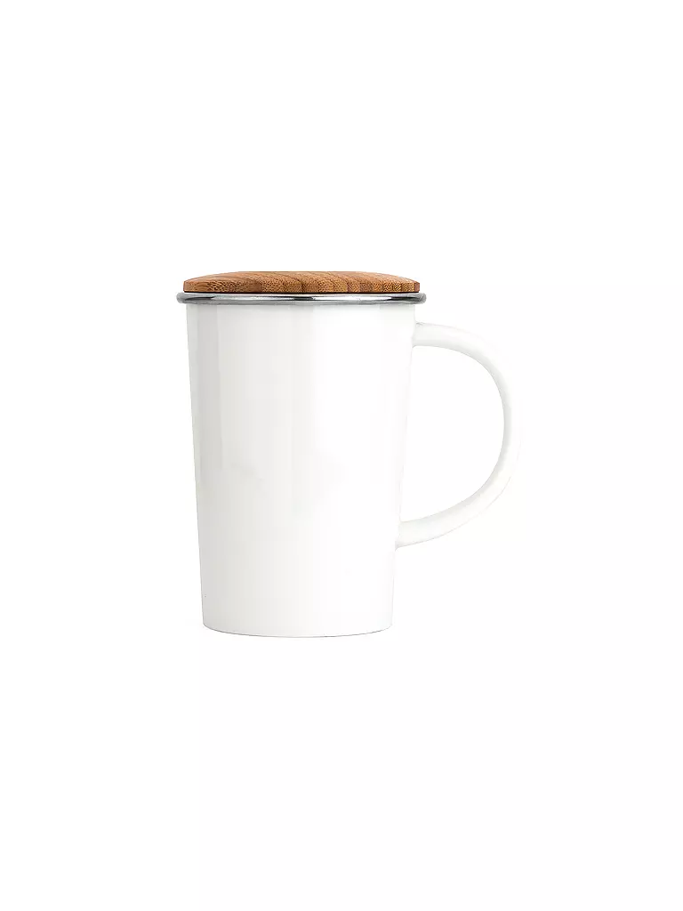 BREDEMEIJER Tee-Becher mit Filter und Bambus-Deckel 0,4l Weiss weiss