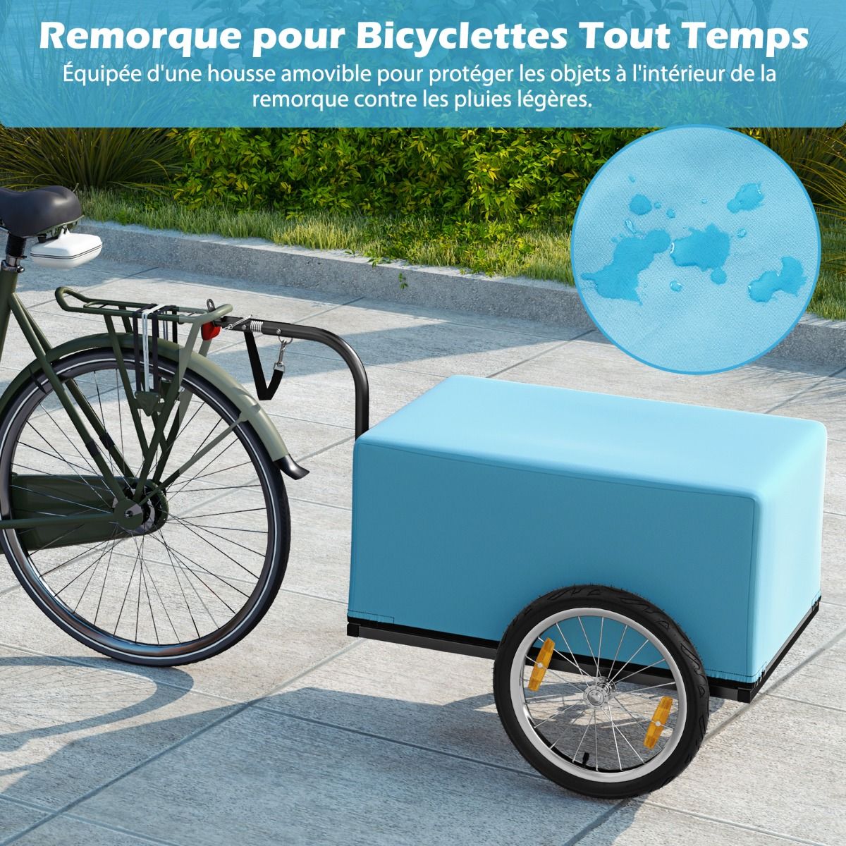 Remorque de Vélo avec Cadre Pliable Charge 55 kg Chariot pour Vélo avec Housse en Tissu Oxford Roues à Air de 40 cm Réflecteurs Bleu - Lidl-Manfred
