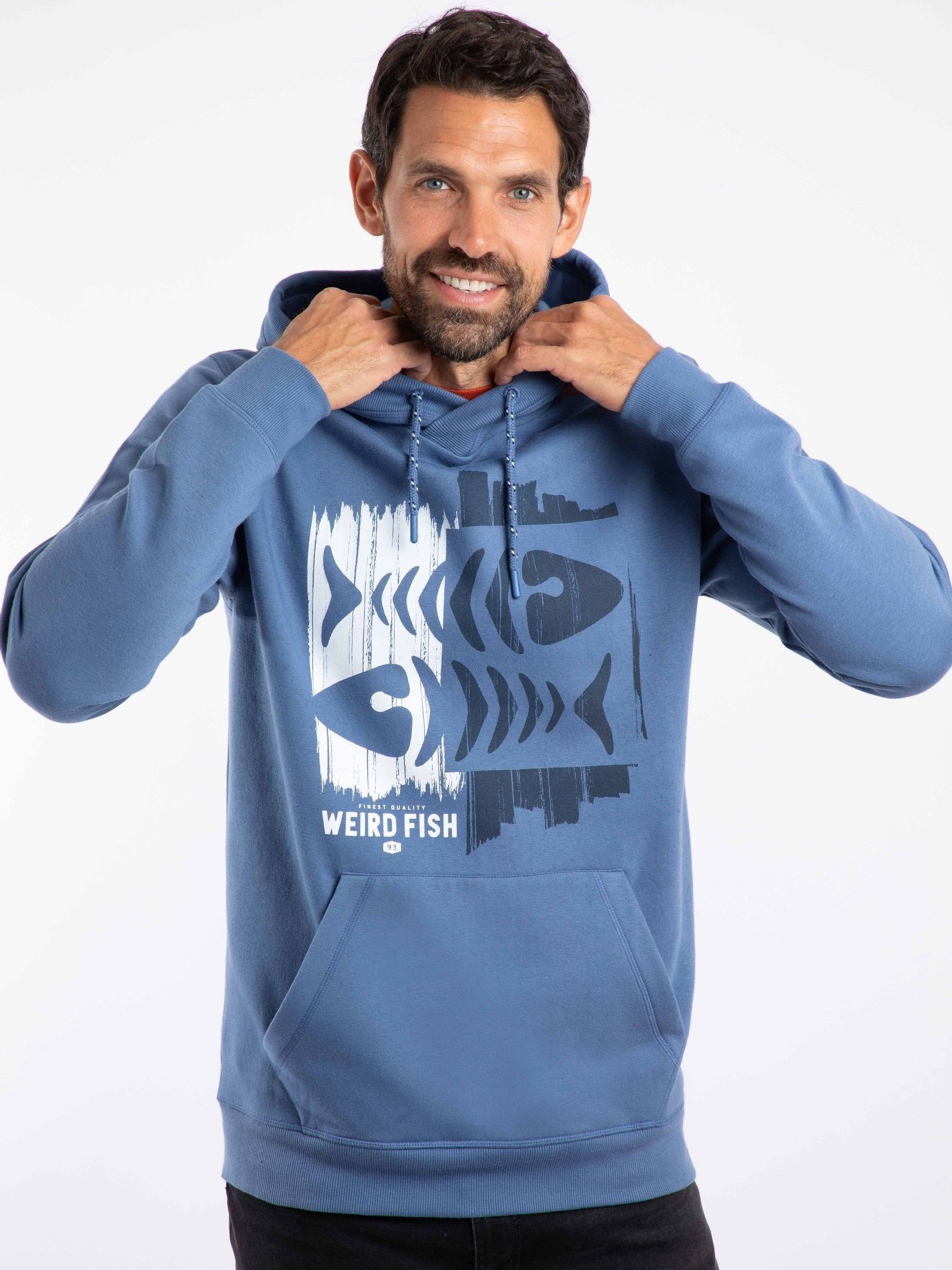 Blauw - Weird Fish Bryant Front Print Graphic Popover Hoodie