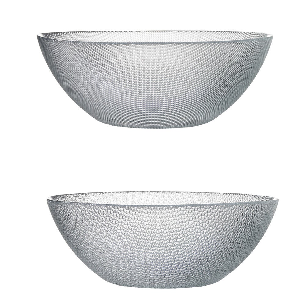 Saladier en verre design relief transparent x2