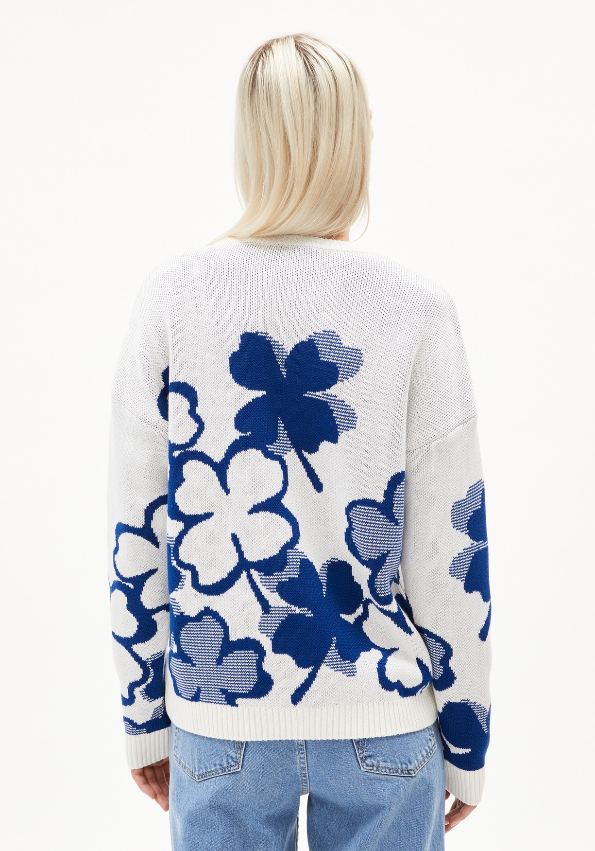 Armedangels Strickpullover Olessyaa Clover Lapis Blue-Light Oatmilk