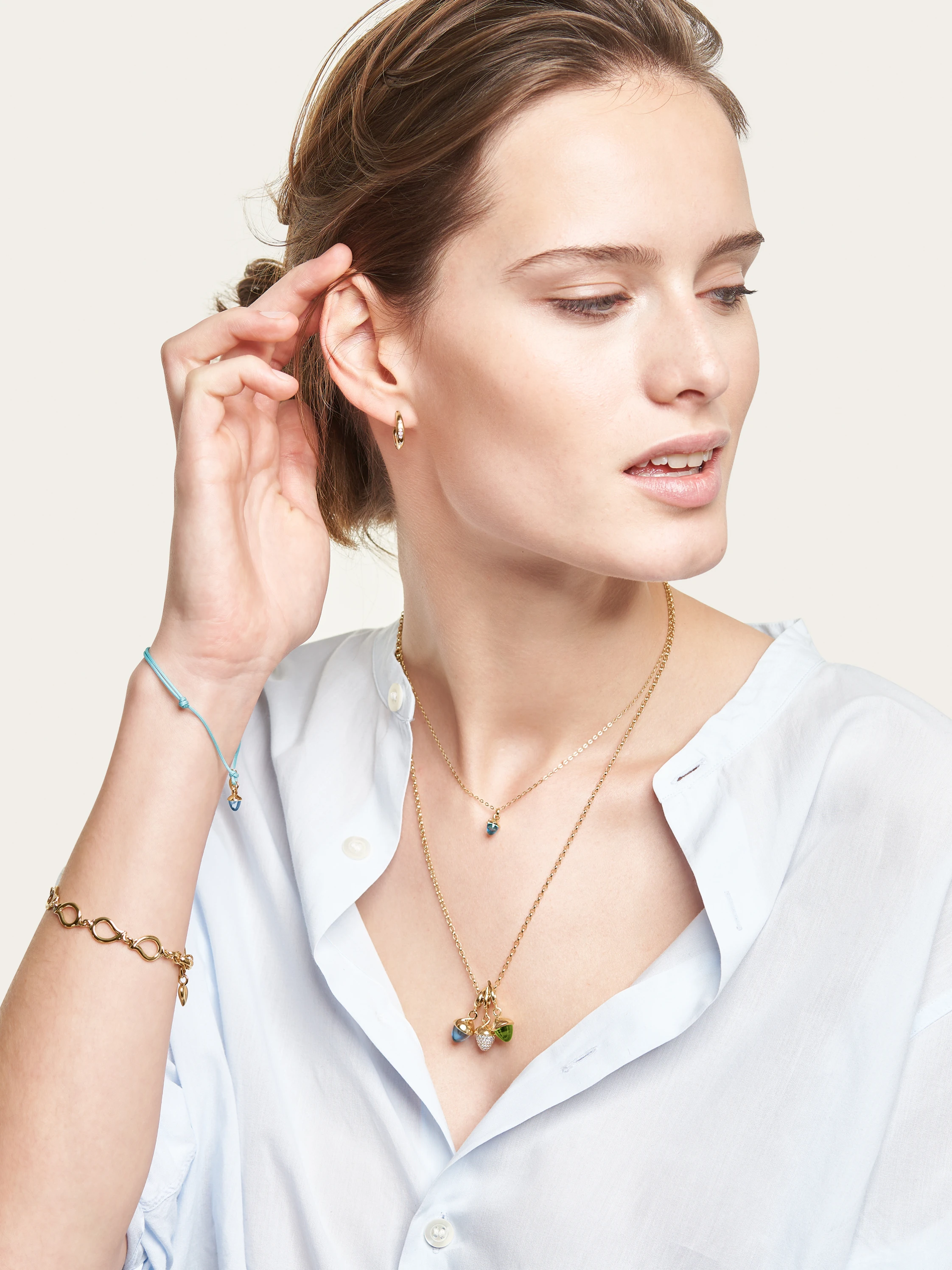 TAMARA COMOLLI Ohrringe OHRRINGE GYPSY HOOP SMALL aus 18 Karat Gelbgold mit Diamant Pavé