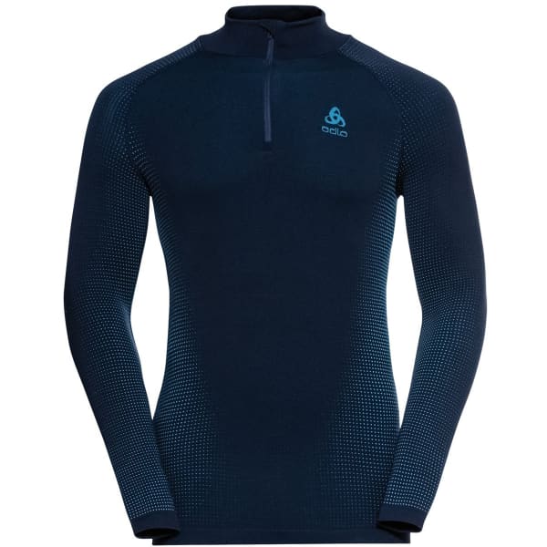 T-shirt ski de fond ODLO BL TOP TURTLE NECK L/S HALF ZIP PERFORMA DARK SAPPHIRE - STUNNING BLUE