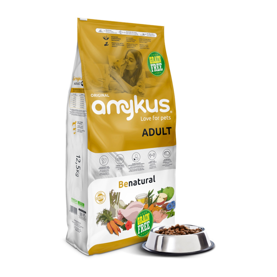 Ração Gourmet Amykus com Peru e Pato para Cães, Sem Grãos.