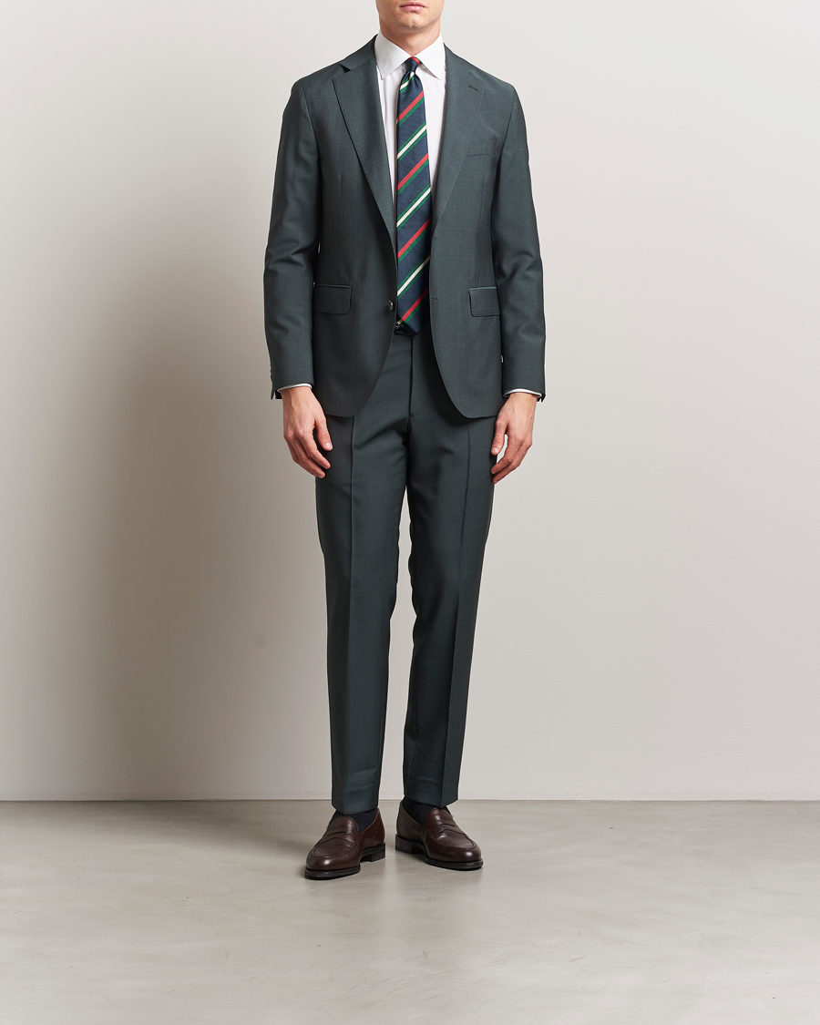 Oscar Jacobson Dandy Wool/Mohair Suit Trousers Green