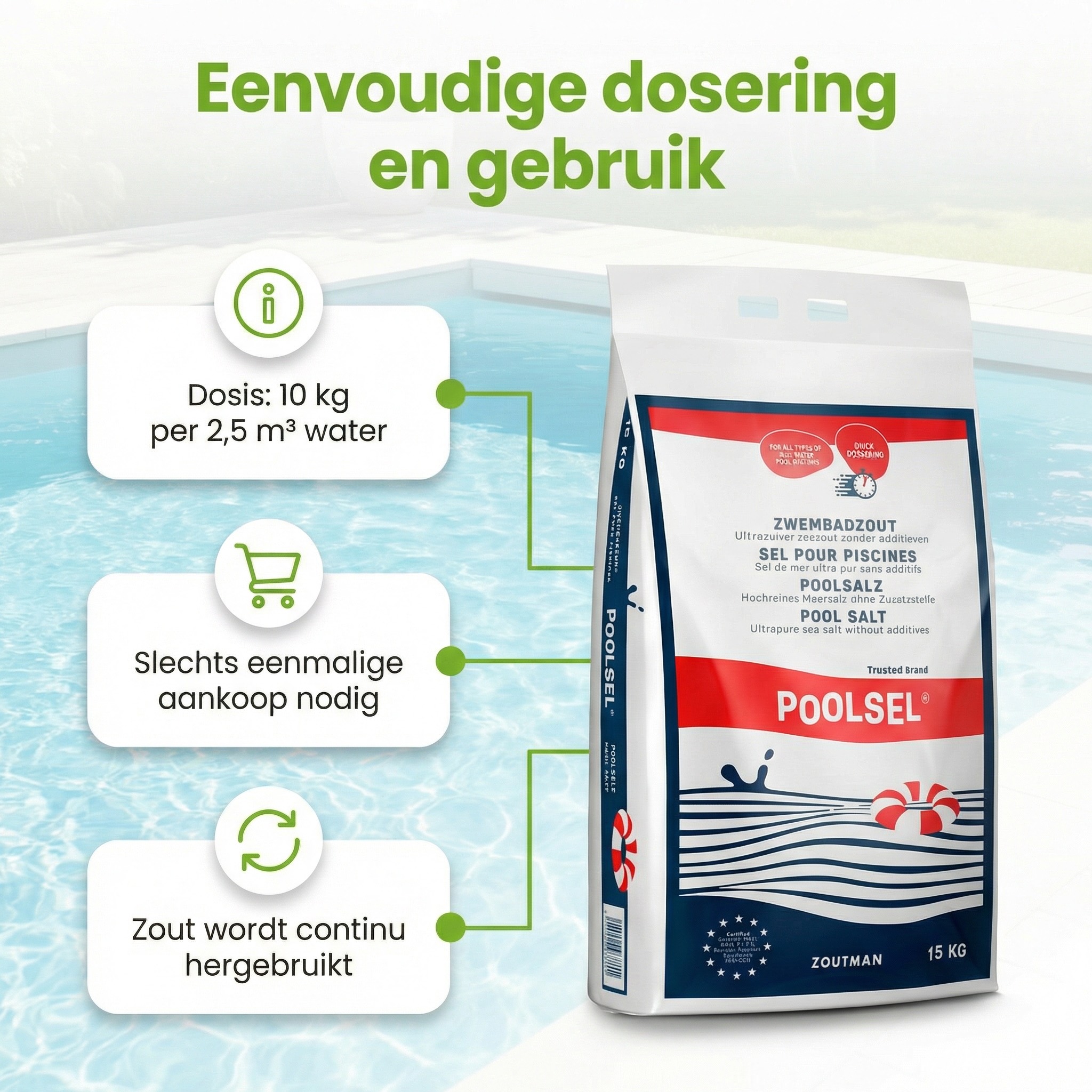 Poolsel zwembadzout - 15 kg
