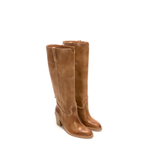 Dico Copenhagen Janie Escovado Højhælede Støvler, Dark Tan, 41