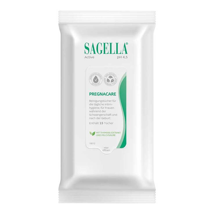 Sagella active Pregnacare Reinigungstücher, 15 St