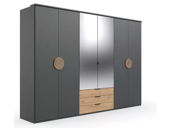Ensemble de chambre à coucher complète coloris graphite, rechampis imitation bois