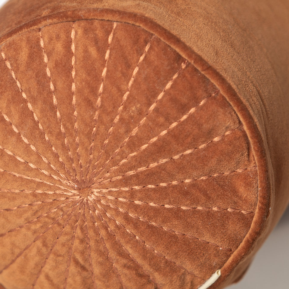 Kussen velours Bolster cognac