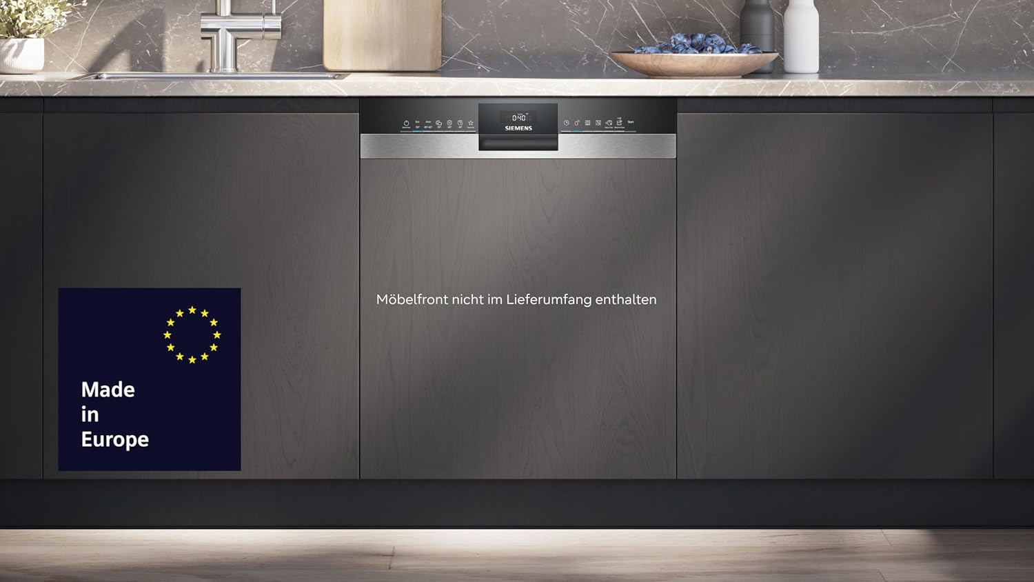 Siemens SN53HS03TE iQ300, Geschirrspüler Teilintegriert 60 cm, Besteckkorb, smartStart, Programm-Assistent, Oberkorb höhenverstellbar, Bestätigte Hygieneleistung, aquaStop, Gebürsteter Stahl