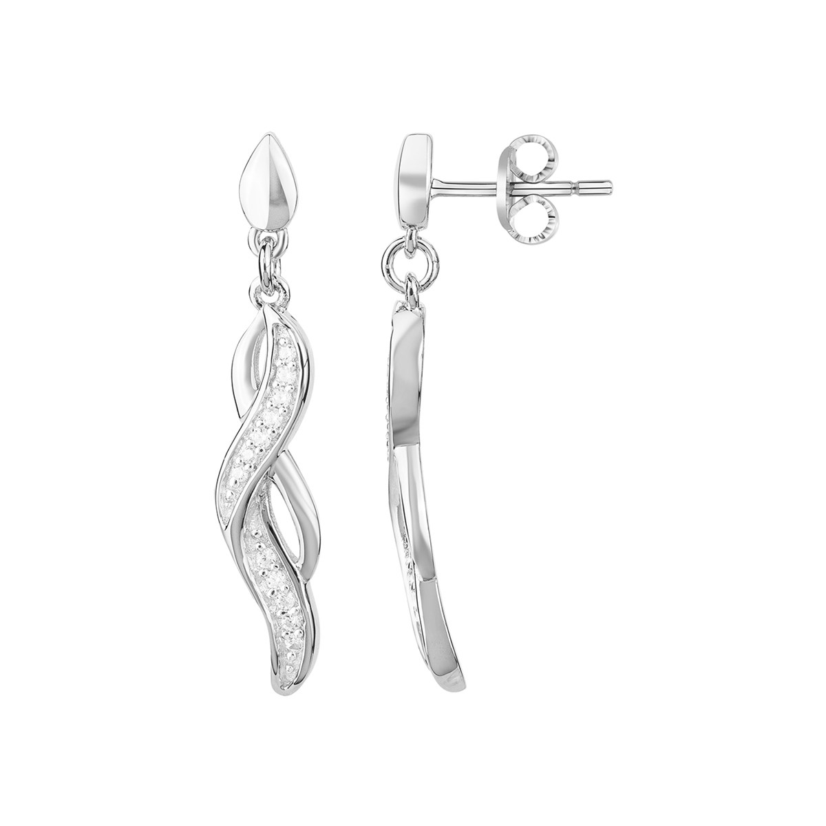 Boucles d'oreilles pendantes en Argent avec oxyde de zirconium blanc
