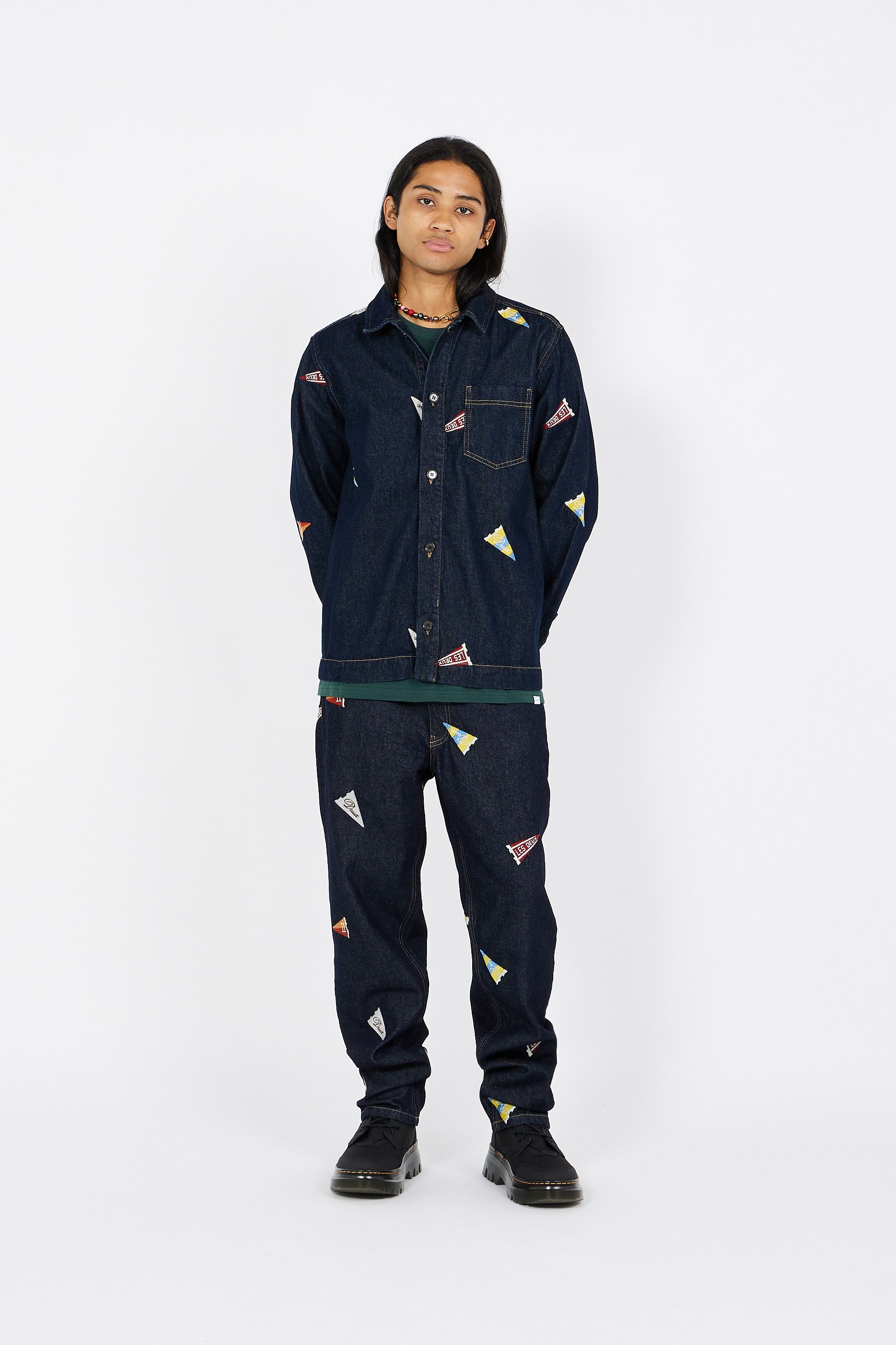 LES DEUX Veste en jean Layton Flag Hybrid Shirt Bleu