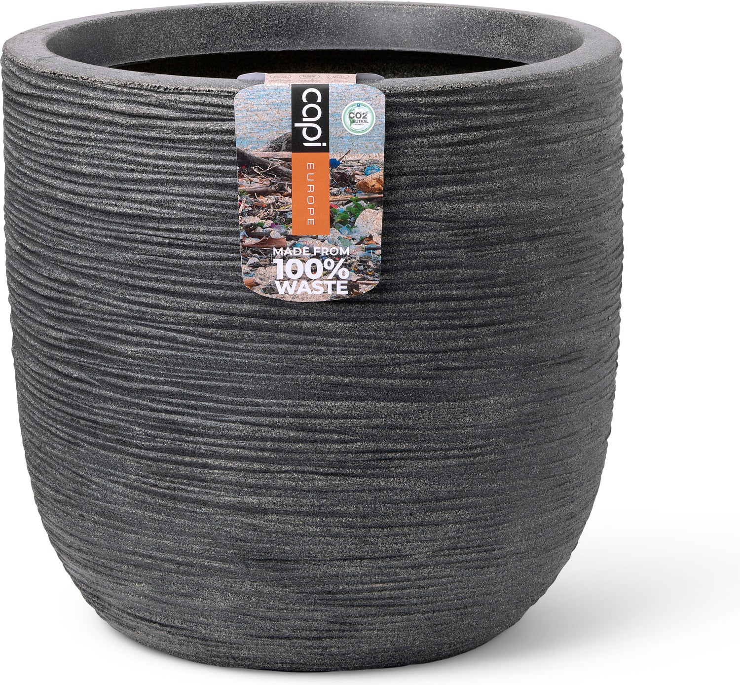 Capi Europe bloempot Waste Rib antraciet D 43 H 41 cm