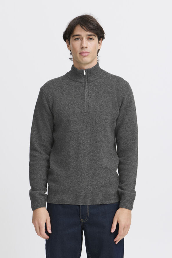 Casual Friday CFKARL halfzip lambswool knit Pewter mix