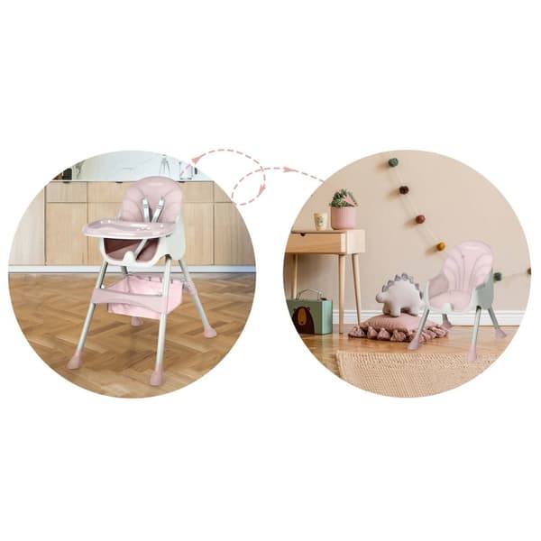 Rosa spisestuestol med bord for babyer - Milo