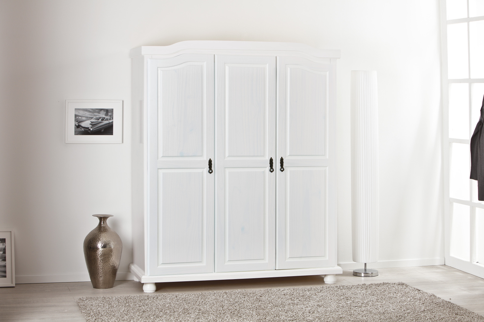 Kleiderschrank BASTIAN - weiß - Kiefer massiv - 150 cm breit