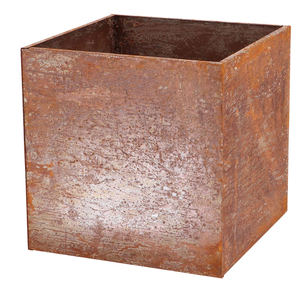 Jardinière en acier corten rouille 38 x 38 x 38 cm