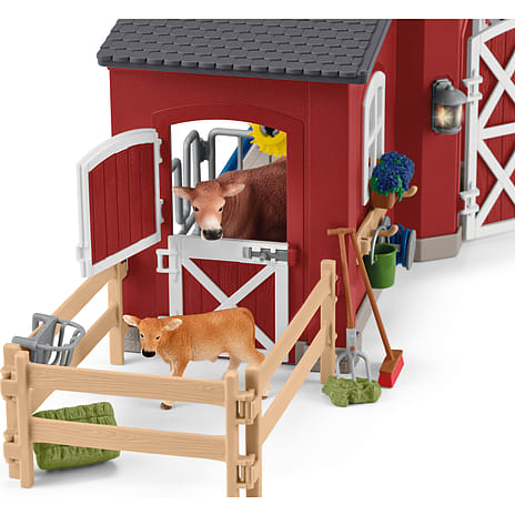 Schleich rød lade med tilbehør 42606