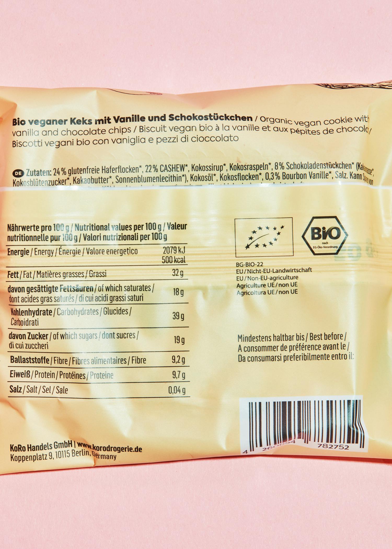 Bio Cookie Chocolate Chip 50 g