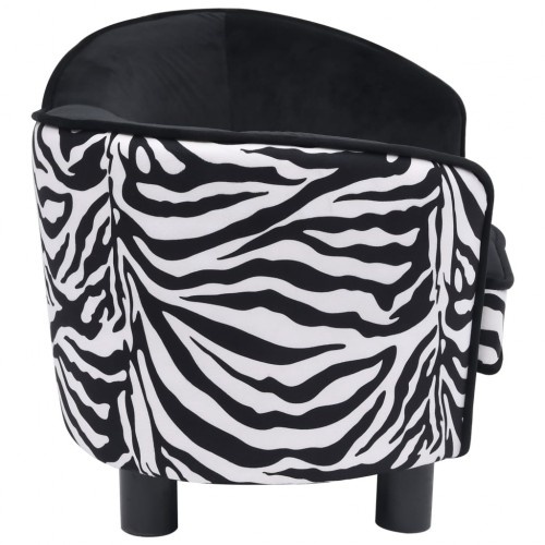 Sofá para cães com estampa de zebra, preto