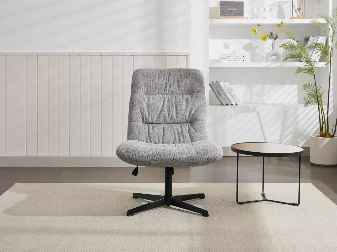 Fauteuil pivotant en tissu chiné gris SELENDO
