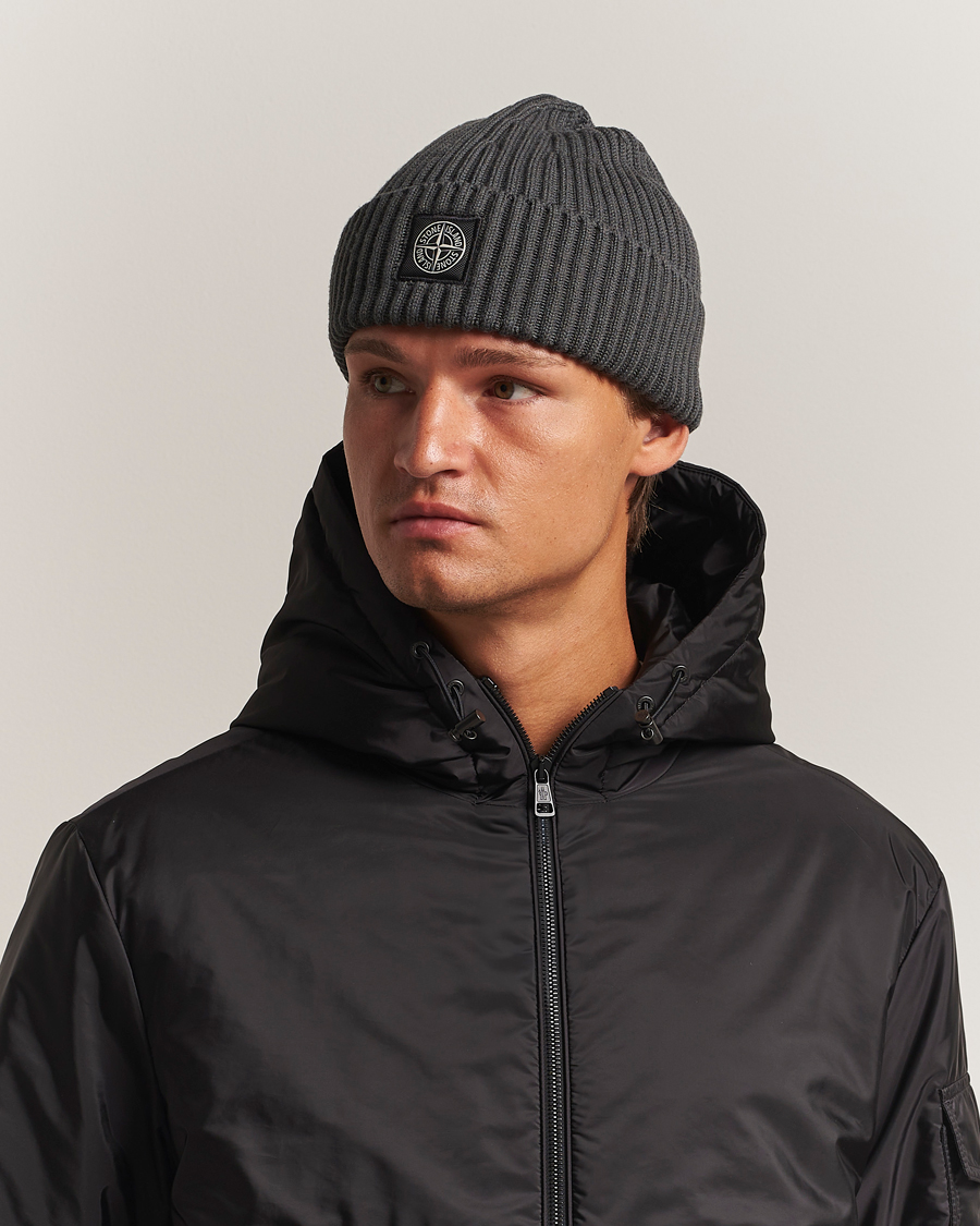 Stone Island Full Rib Wool Beanie Lead Grey