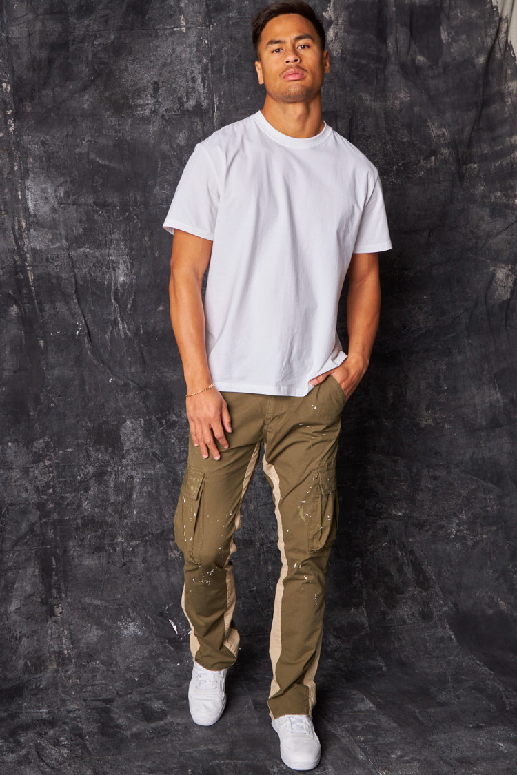 Pantalon cargo taché kaki