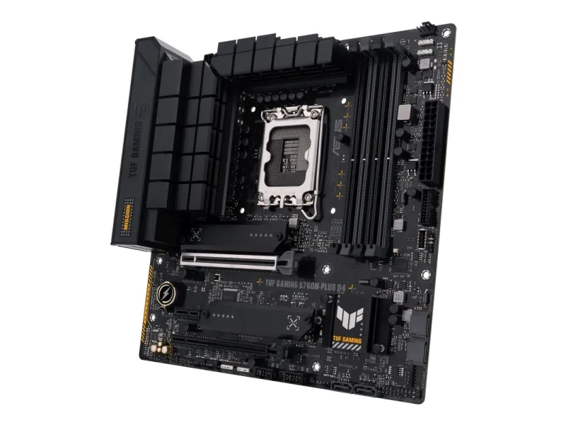 ASUS TUF GAMING B760M-PLUS D4 - Bundkort - micro ATX - LGA1700 sokkel - B760 Chipset - USB-C 3.2 Gen 2x2, USB 3.2 Gen 2, USB 3.2 Gen 1 - 2.5 Gigabit LAN - onboard grafik (CPU påkrævet) - HD Audio (8-kanaler)