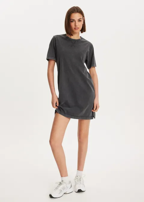 T-shirt jurk antraciet (ACIDWAS)
