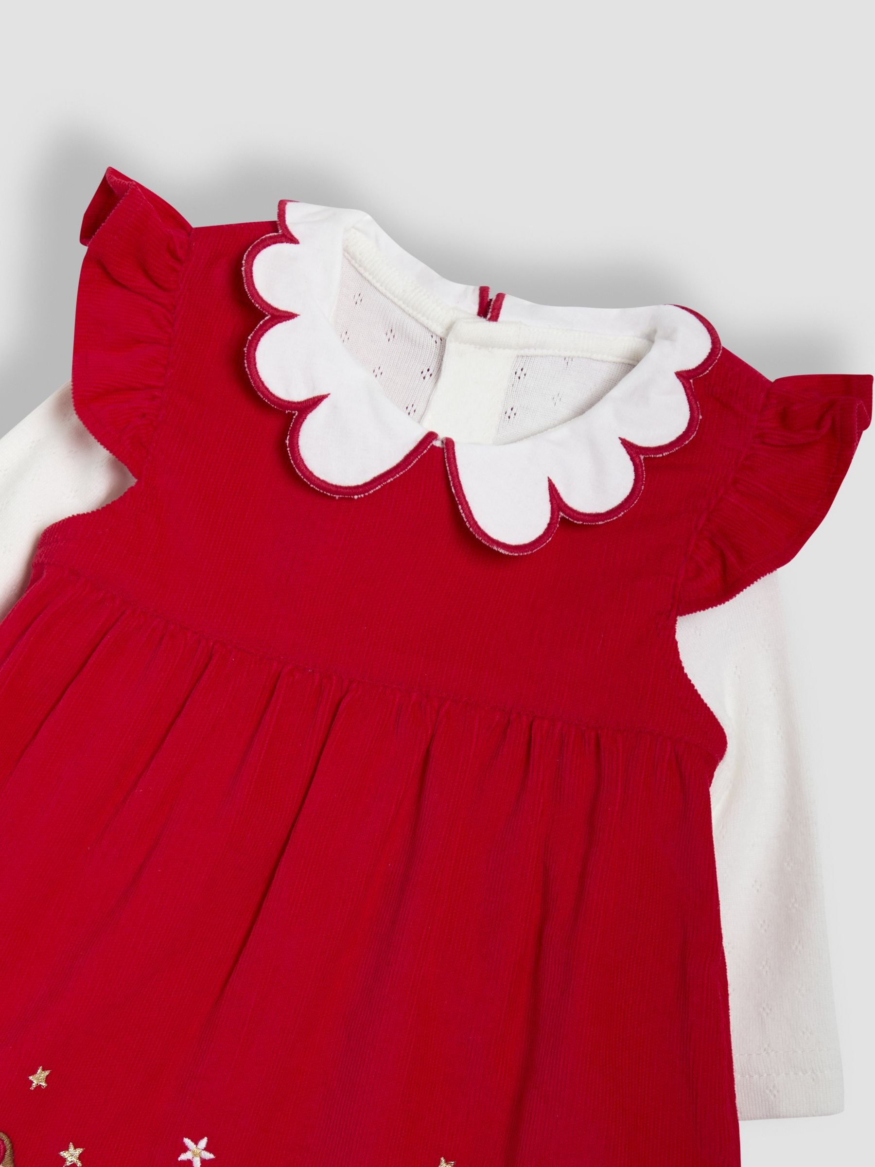 JoJo Maman Bébé Embroidered Cord Baby Dress & Body Set