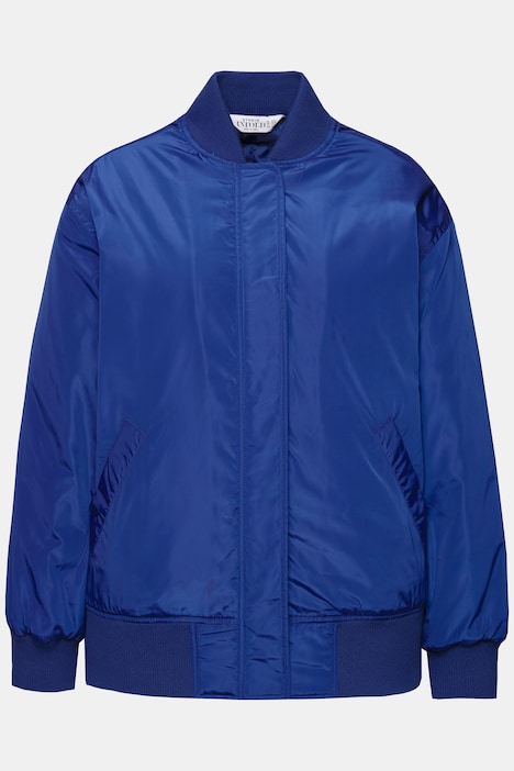 Bomberjacke, oversized, Collegekragen, Langarm