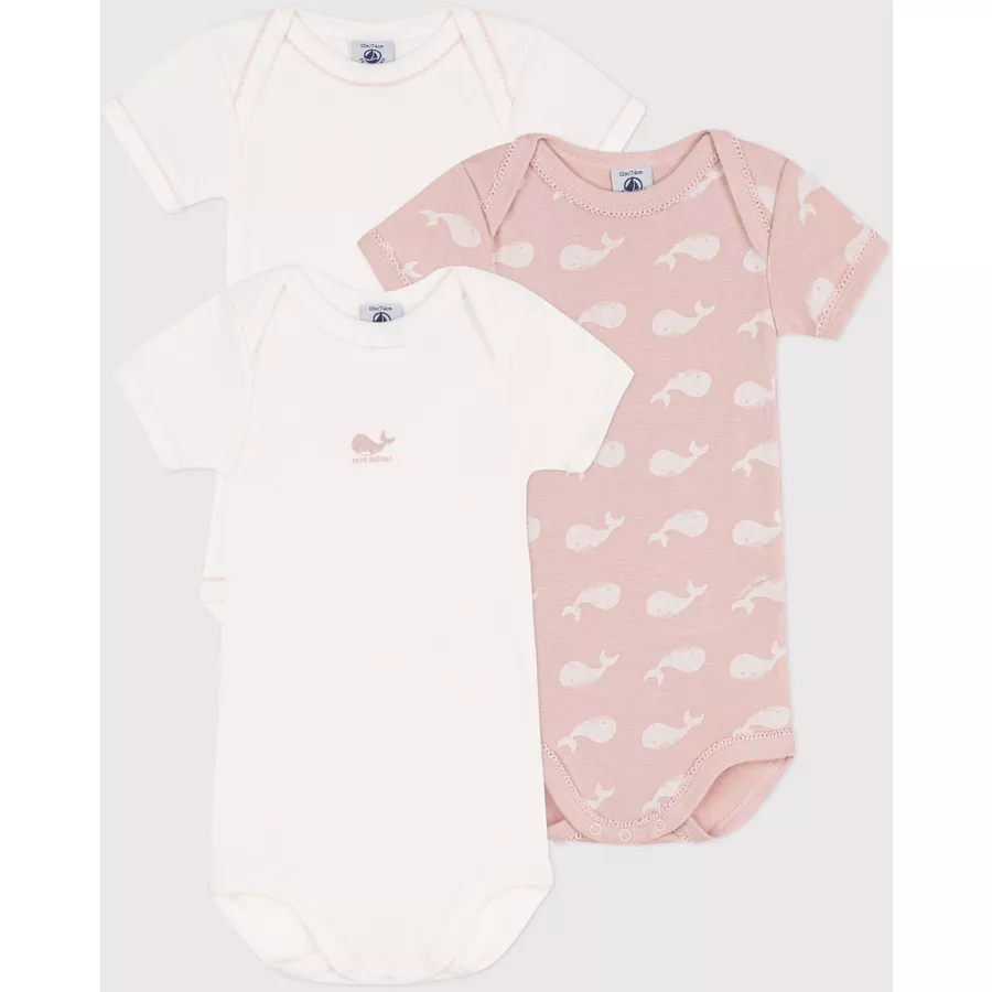 Petit Bateau Kurzarmbody 3er Pack Rosa