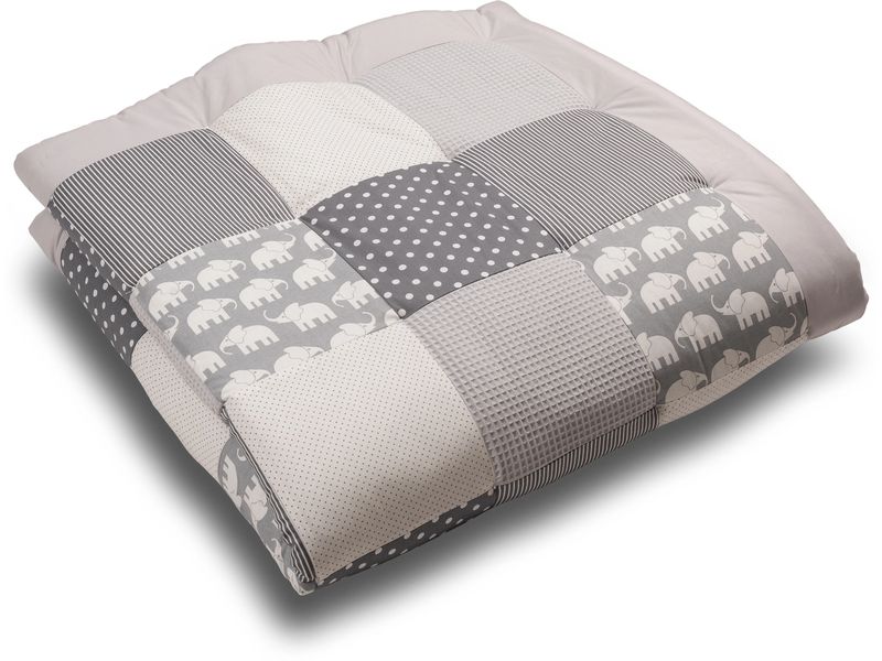 Ullenboom Krabbeldecke Graue Elefanten 140 x 140 cm Babydecke mit Elefanten