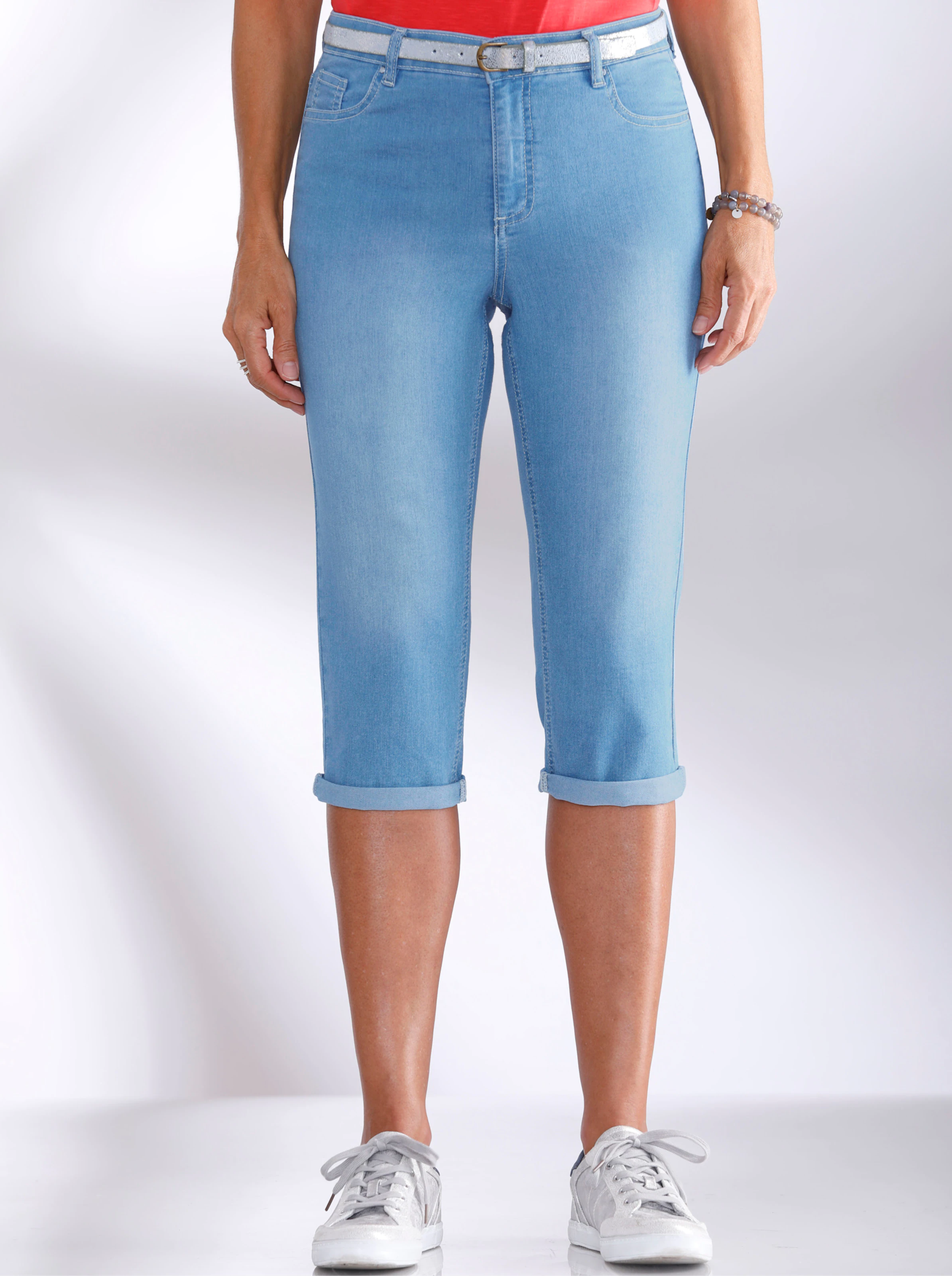 Caprihose in blue-bleached