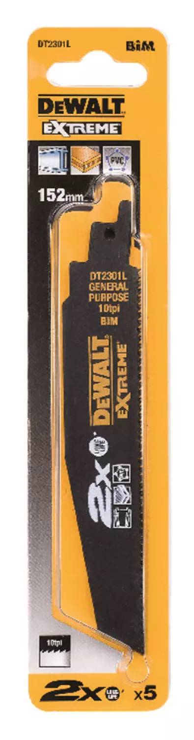 DeWALT DT2301L Reciprozaagblad - 152 x 2,5mm - Universeel (5st)