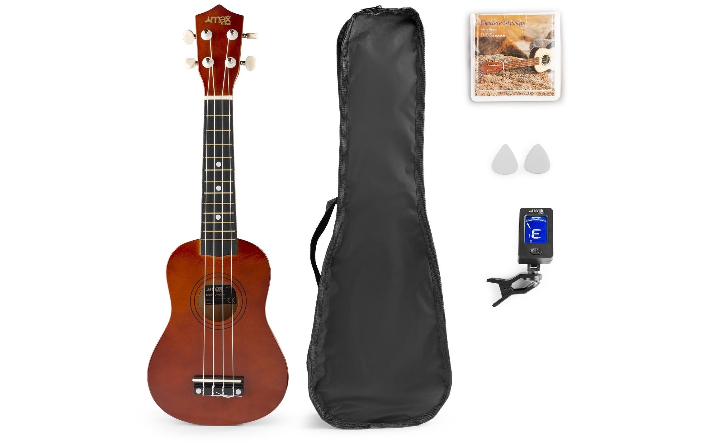 Ukulele »UKEY Set Soprano Dunkel Natur 21 Zoll« Holzart: Linde (China)