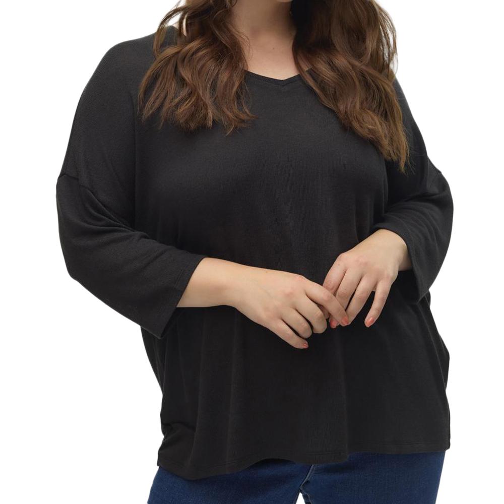 Vero Moda Pull Noir Femme Vero Moda Curve Brianna 3/4