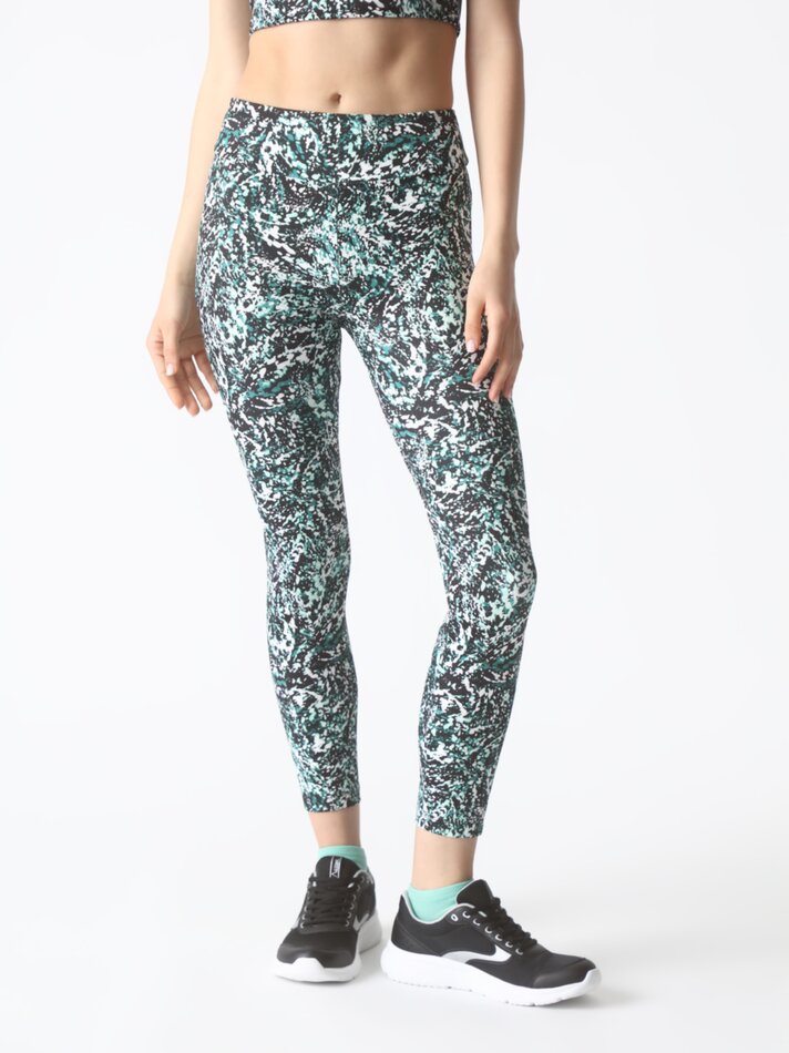Leggings esportivas estampadas - Branco/verde
