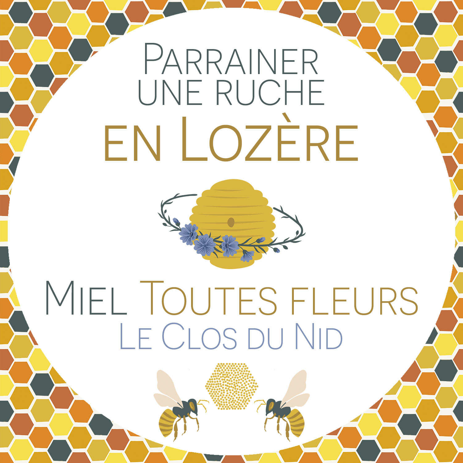 Parrainer une ruche de Lozère : Miel toutes fleurs - Récolte 2024