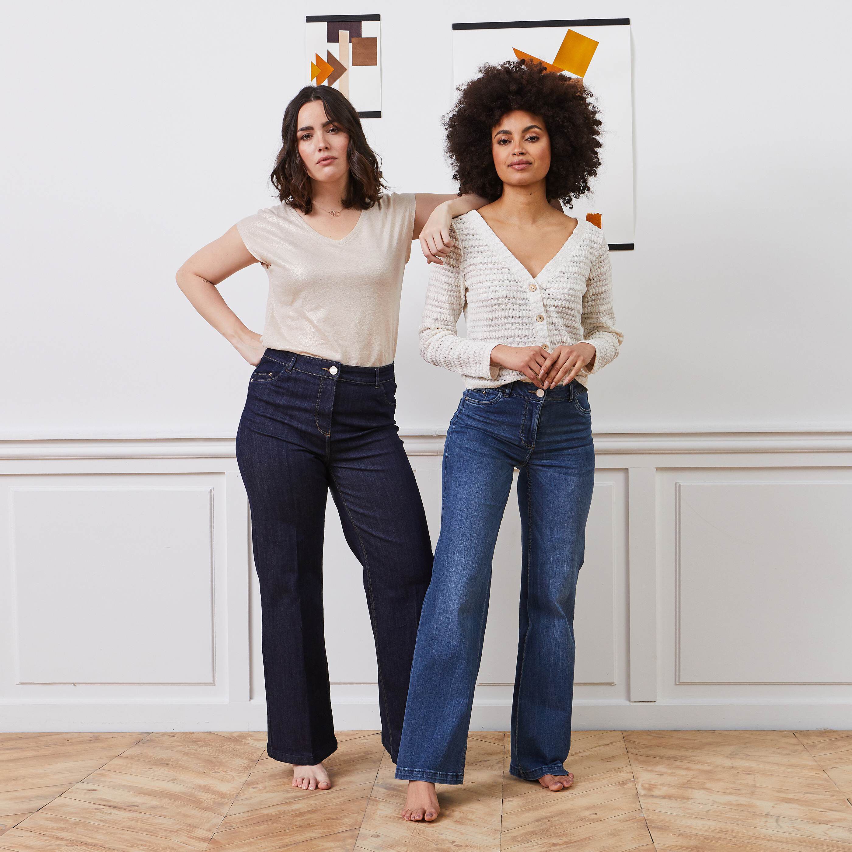 Jean large taille haute WOODSTOCK femme - DARK STONE