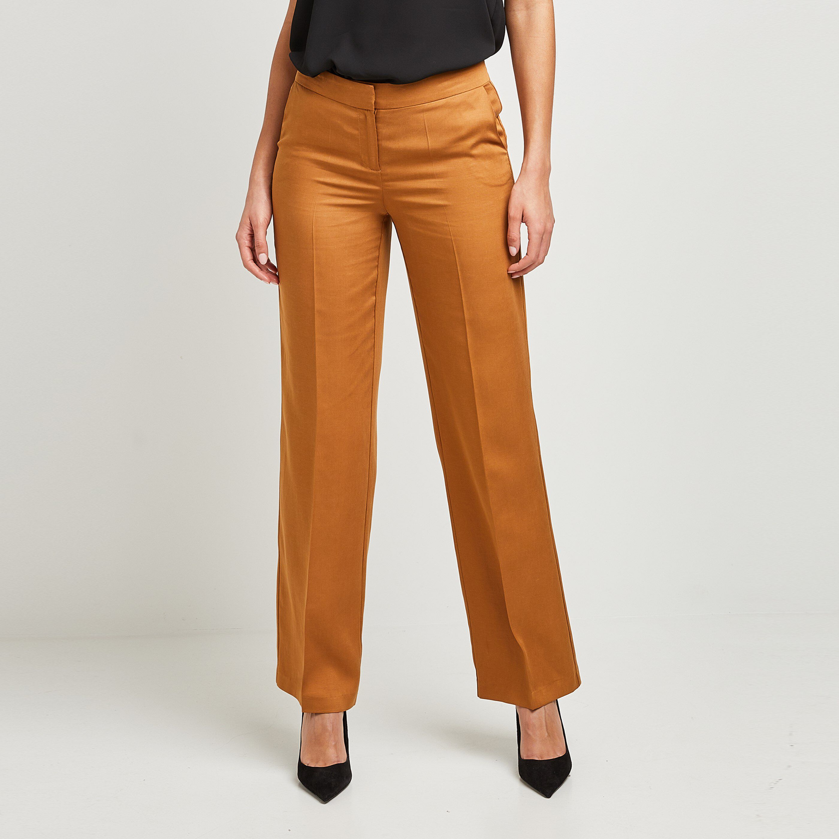 Pantalon large femme - CARAMEL
