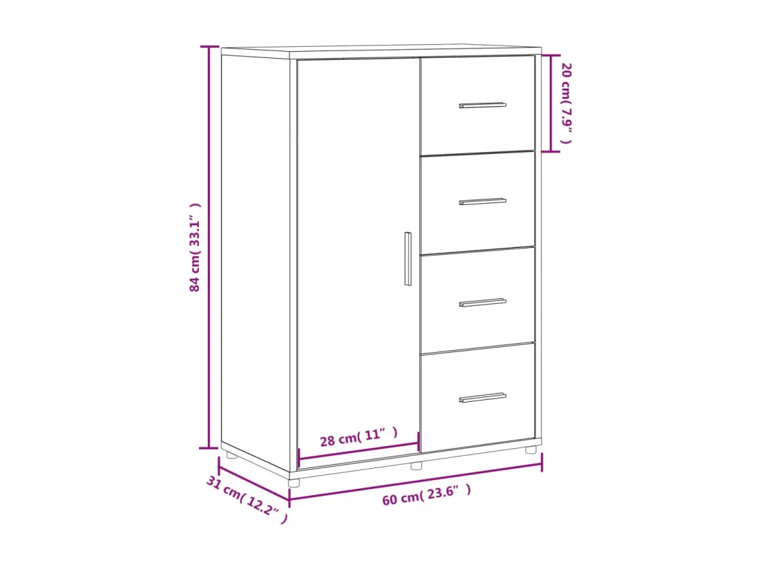 Buffets 2 pcs blanc 60x31x84 cm bois d'ingénierie
