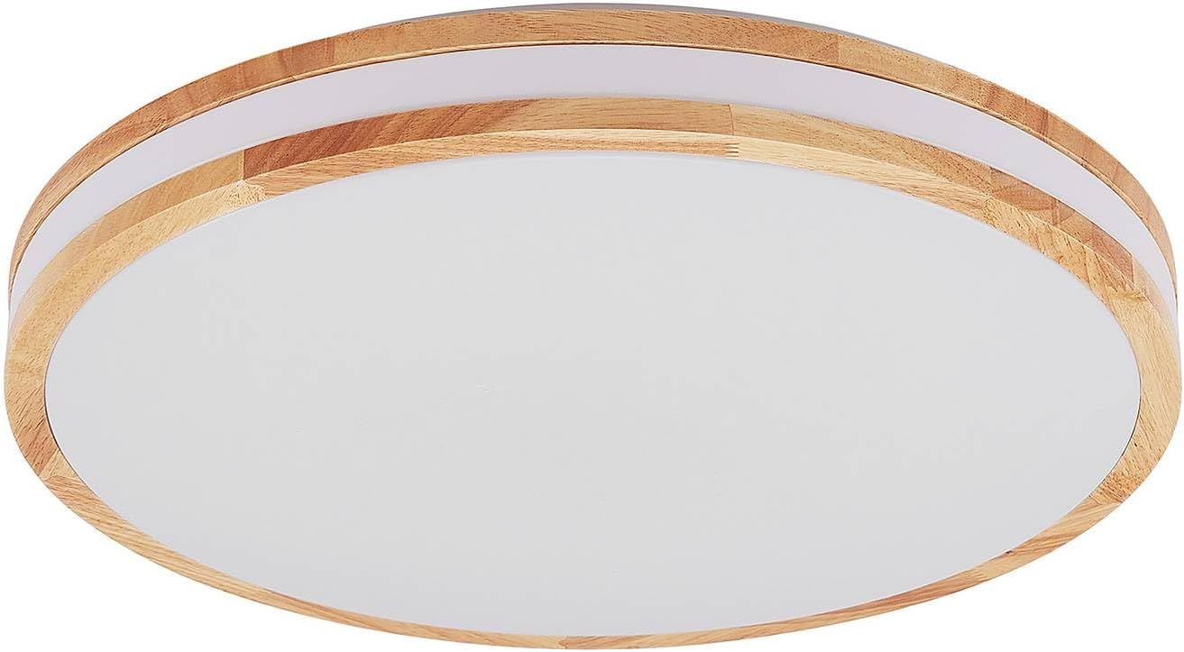 Lindby LED Deckenlampe Holz Ø49,5 cm, mit Fernbedienung dimmbar wechselbare Lichtfarbe 30W Wohnzimmerlampe Deckenleuchte Esszimmer